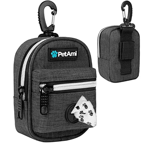 PetAmi Dog Poop Bag Holder for Leash Waste Bag Dispenser Pet Pouch Charcoal