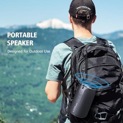 Zealot Portable Bluetooth Speaker with Subwoofer, Wireless IPX5 Waterproof for Outdoor, 10W Louder Volume, Longer Playtime, Bluetooth 5.0, Dual Pairing, Mini Audio for Party Beach Camping, Black — view 6