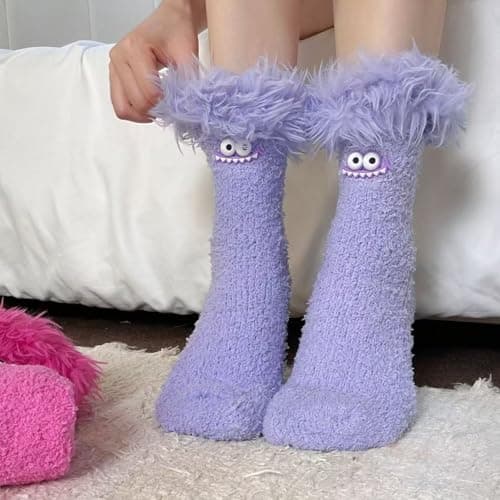 3D Animal Socks Women Teenage Girls Gifts Knit Sloth Hugging Novelty Funny Soft Warm Thermal Slipper Socks Ladies Knitted Home Bed Sock Cute Christmas Presents Black — view 5