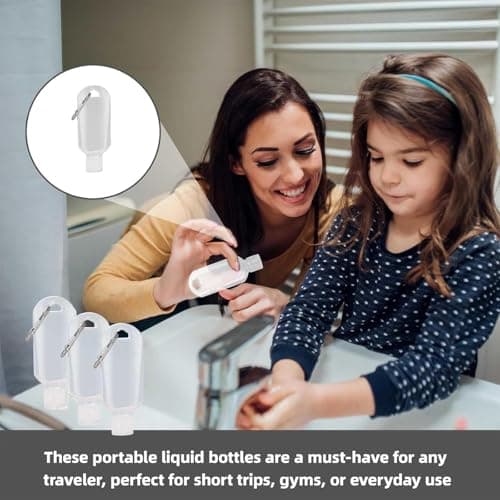 CLDURHGE 6 Pack Travel Size Bottles, 50ml TSA-Approved Refillable Containers with Clips, Leakproof Squeeze Bottles for Hand Sanitizer, Shampoo, Toiletries, Portable Clear Plastic Travel Essentials — view 2