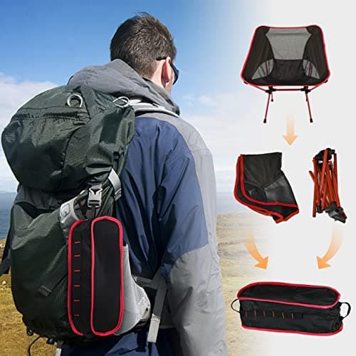 SOPPY Ultralight Camping Chair for Backpacking and Fishing, Red — view 3