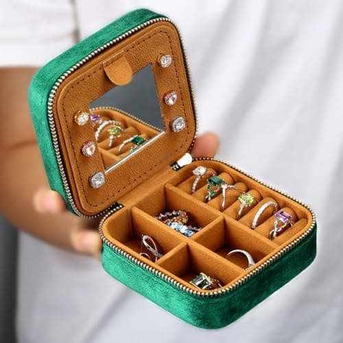 TINGN Small Travel Jewelry Case Jewelry Box Jewelry Organizer, Travel Essentials Travel Accessories for Women Girls, Christmas Gifts for Women Wife Girlfriend Mom Grandma Letter M — view 2