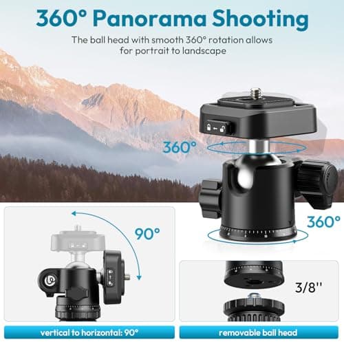 ULANZI TT53 71inch Camera Tripod, Travel Tripods for Camera with 360° Panoramic Ball Head and Uka Quick Release Plate, Lightweight Tripod with Removable Center Column for All DSLR, Loading Up to 18lbs — view 4
