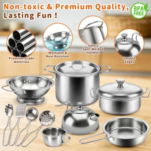Pretend Play Kitchen Accessories,130Pcs Kids Cooking Toys & Tea Set 3-12 — view 5
