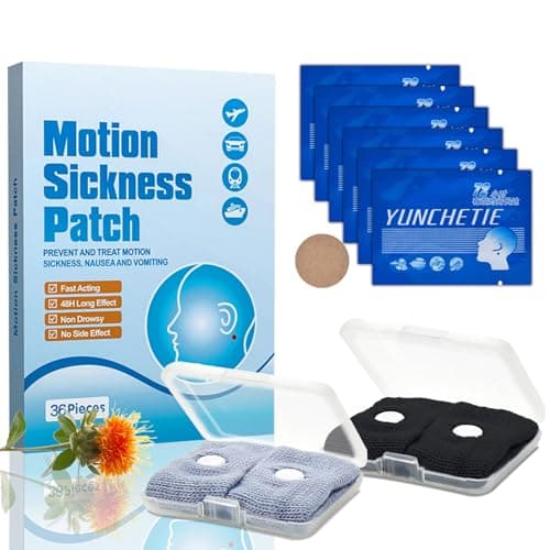 36 Pcs Motion Sickness Patches with 2 Pairs Wristbands for Travel