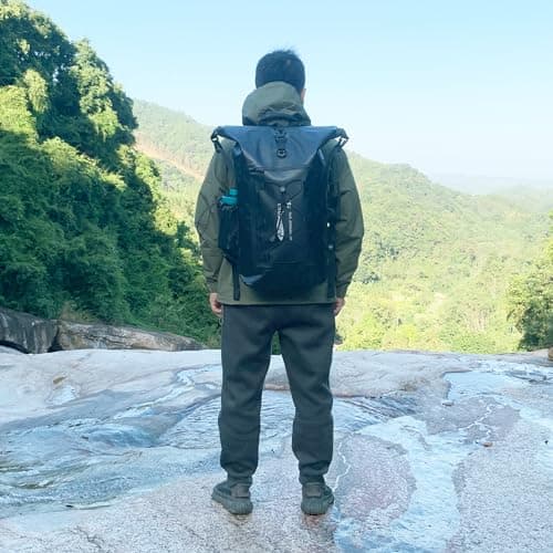 AFISHTOUR Heavy Duty Waterproof Dry Bag Backpack - 35L Roll-Top Floating Dry Bag Backpack for Motorcycles, Kayaking, Rafting, Boating, Camping, Hiking, Fishing (Black) — view 6