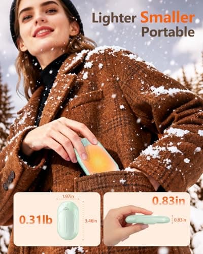 BOSONER Electric Hand Warmers Rechargeable: 2 Pack 6000mAh USB Hand Warmer Reusable - Portable Pocket Heater Electronic Handwarmers - Tech Gifts for Women Men (Apple green, One Size) — view 5