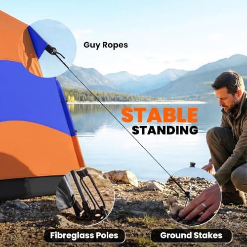 Outsunny Double Layer Instant Pop Up Tent with Rainfly 3 Man Orange — view 6