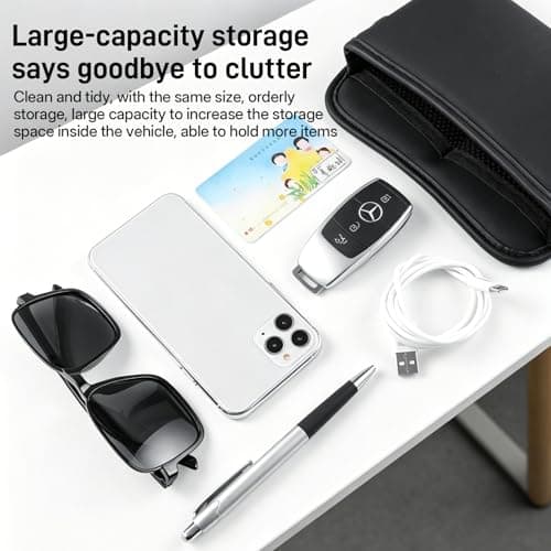 GWBPES 2PCS Car Seat Side Pocket Organizer, PU Leather Car Organiser Black Cars Pocket Pouch Universal Front Seat Console Storage Bag for Phone Keys Cards Coins Interior Accessories — view 6
