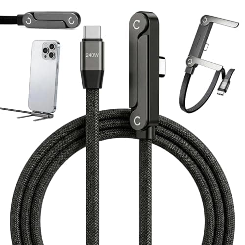 240W USB-C Fast Charge 5FT Flat Bendable Charging Cord