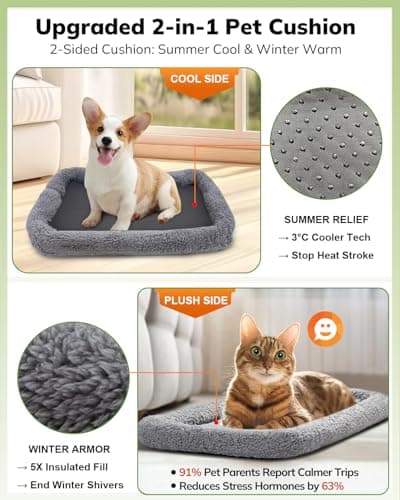 Morpilot Cat Carrier - Airline Approved, Top Opening Portable Dog Bag with Breathable Mesh/Removable Mat, Adjustable Shoulder Strap & Bowl, Foldable Travel Cage, M, Light Grey (Max 7kg) — view 2