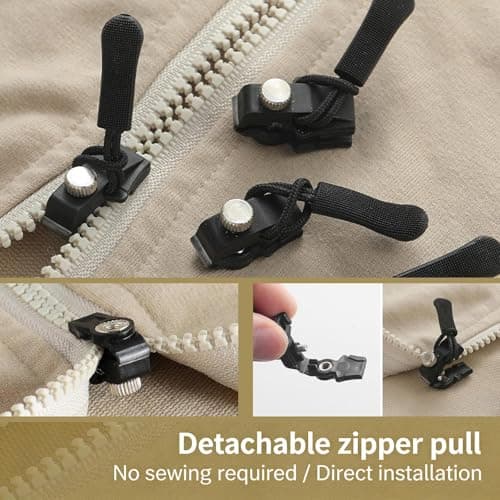 12 Pack 3 Sizes Metal Zipper Puller Repair Kit for Luggage Jackets Coats — view 5