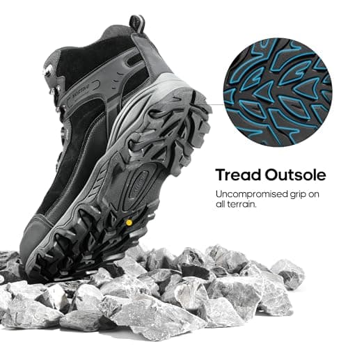 NORTIV 8 Men's Waterproof Lightweight Hiking Boots,Size 10W,Black — view 5