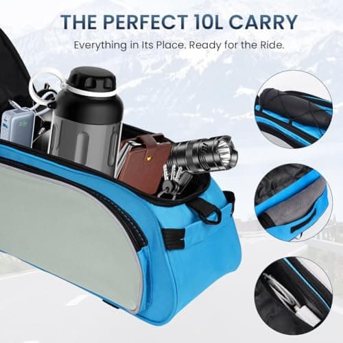 Alaoo Bicycle Trunk Bag, 10L 3-in-1 Reflective Pannier Bags, Bicycle Trunk Shoulder Handbag Bag for Commuters and Urban Cycling, Blue — view 3