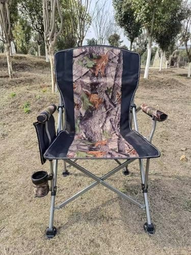 TCTNT Deluxe Folding Camping Chair, 600D Oxford Fabric, with Cup Holder, Side Storage Bag, Supports up to 150kg (Camo/Black) — view 5