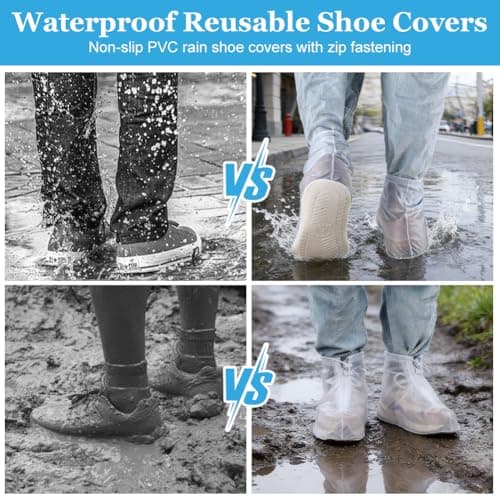 Alaoo Rainproof Shoe Covers, Durable Thickened Overshoes for Men and Women, Shoe Cover Foldable with Non Slip for Rain, Gardening, Hiking, Outdoor, White 2XL — view 6