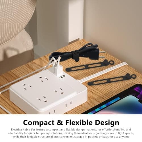 Silicone Cable Organizers – 10-Pack Reusable Elastic Tie Buckles for Charging, Desk, Car, Home and Travel Storage | Multipurpose Fastening Clips for Cables Bundling and Management Outdoors — view 2
