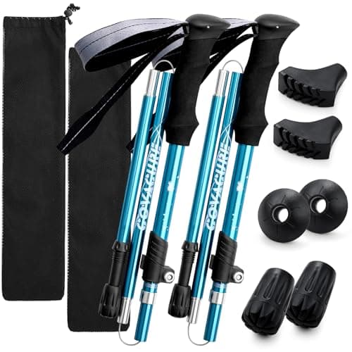 covacure Walking Poles, 7075 Aluminum Tri-fold, Adjustable Height, 2PCS