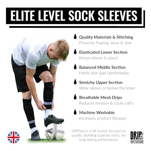 DRIPsox Football Sock Sleeves | 3 Sizes Kids-Men | M Orange Sleeves — view 4