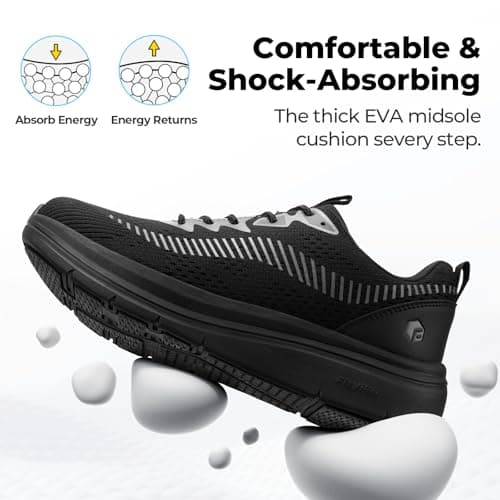FitVille Mens Wide Fit Running Walking Shoes V20, Jet Black, 10 X-Wide — view 4