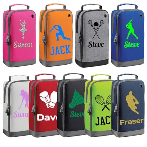 Personalised Boot Bag – Custom Name Sports Shoe Bag – Water-Resistant & Easy Clean – Colourful Design for Kids School PE, Football, Rugby, Dance, Badminton, Golf – Ideal for Boys & Girls (Ice Silver)