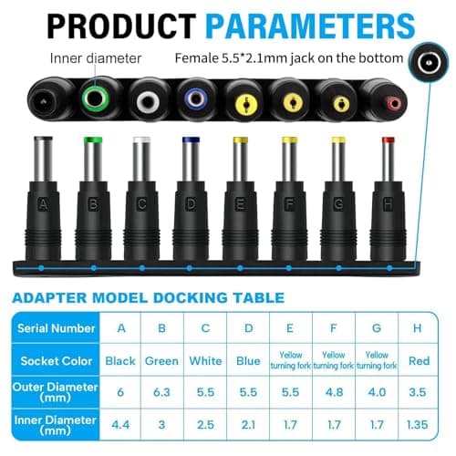 12V DC Car Plug Adapter, Cigarette Lighter Cable with 8Connectors 5.5x2.1mm — view 4