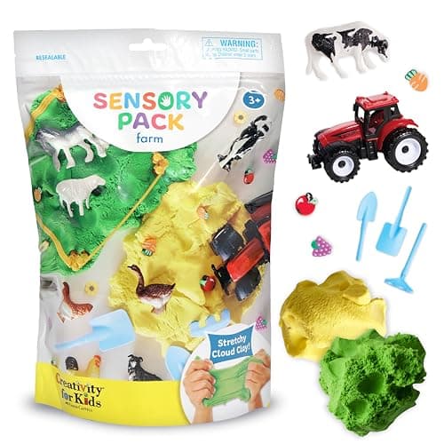 Creativity for Kids Farm Sensory Toys: 11-Piece Set for Toddlers 3-4, Pretend Play Farm Animals & Cloud Clay