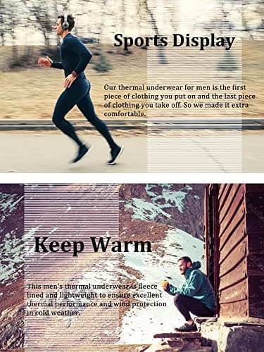 HOPLYNN Mens Thermal Underwear Set Long Sleeve Tops Long Johns Base Layer Warm Underwear Fleece Lined Ultra Soft Compression Running Sport Ski Balck XL — view 2