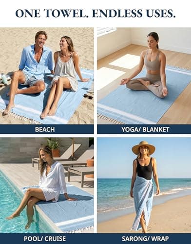 LANE LINEN Beach Towels 6 Pack, Bulk Beach Towels Oversized, Pool Towels for Adults, Pre-Washed, Sand Free Beach Towel, Fast Drying Beach Towel, 39"x71" - Classic Color — view 6
