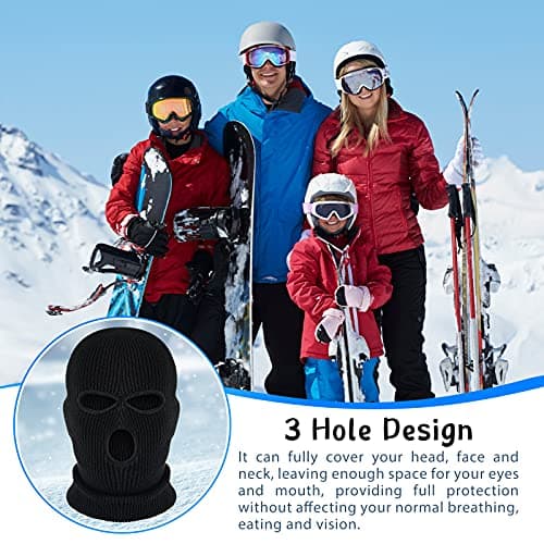 BBTO 1 Pcs 3 Hole Knitted Balaclava, Thermal Winter, Black — view 4