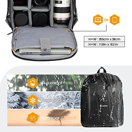 TARION Camera Bag Backpack Small - Waterproof Photography 13" Laptop Sleeve — view 5