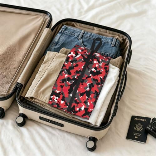 Camo Print Waterproof Shoe Bag Travel Bag with Carry Strap Storage Bag Versatile Cosmetic Bag-2pcs — view 6