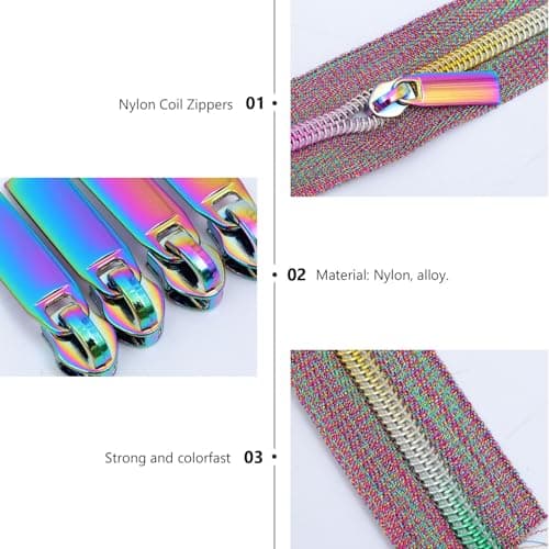 Nylon Coil Zipper Tape with 10 Detachable Pulls, DIY Sewing Kit — view 3