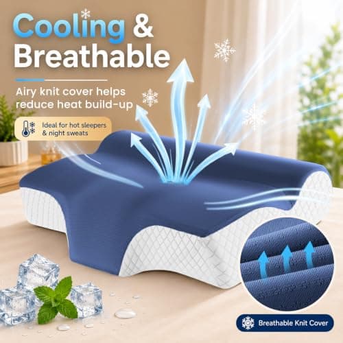 Drifina Orthopedic Cervical Memory Foam Pillow for Neck & Shoulder Pain Relief - Contour Neck Support with Neck Roll, Ergonomic Dual-Height for Side/Back Sleepers, Cooling Washable Pillowcases — view 6