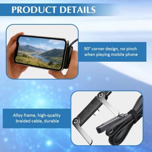 2 in 1 Invisible Holder Charger Cable with Stand, 240W PD Desktop USB-C to C & USB to C Charging Cables With Invisible 7FT/2M, 360° Adjustable Metal Stand for Gaming, Office, Travel, Home — view 6