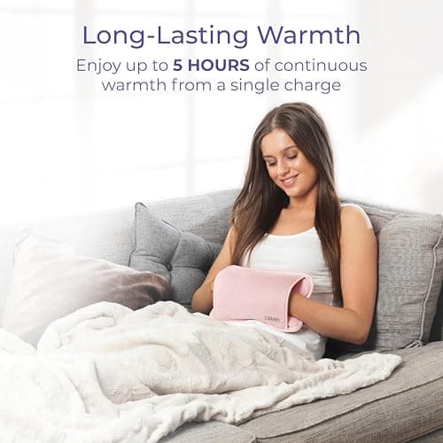 Carmen Rechargeable Hot Water Bottle, Soft Touch Fleece Cover, Hand Warmer, Automatic Temperature Control, Pink,H x 17cm W x 24cm,C85043PNK — view 5