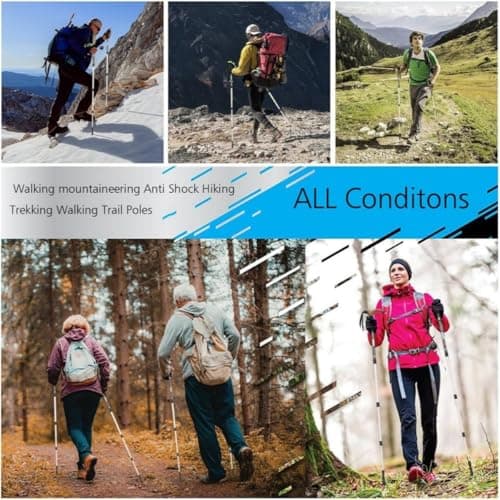 Cork Handle Trekking Stick Telescopic Walking Stick Thick Aluminum Alloy Three-section Retractable Adjustable Hiking Pole Telescopic Stick Shock Absorption Trekking Stick (Black) — view 5