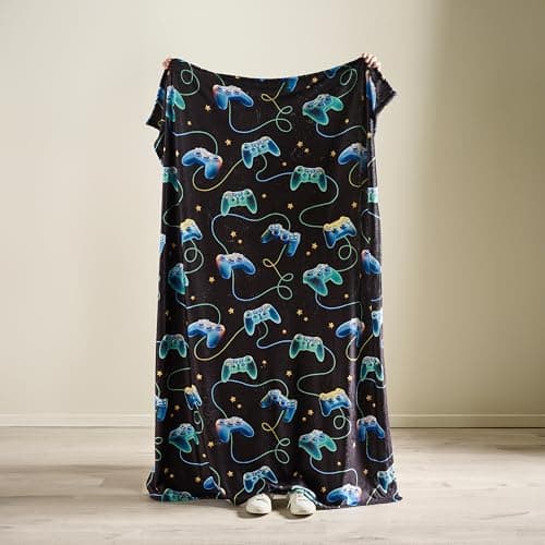 Catherine Lansfield Gamer Cosy Fleece 130x170cm Blanket Throw Black — view 3