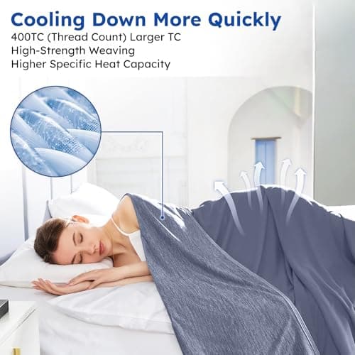 KoolShiro Cooling Blanket,150x200cm,Summer Blankets with Double Sided Cold Effect, Arc-Chill Q-Max>0.5 Cool Fiber, Breathable Lightweight Blankets for Hot Sleepers Night Sweats (Blue) — view 4