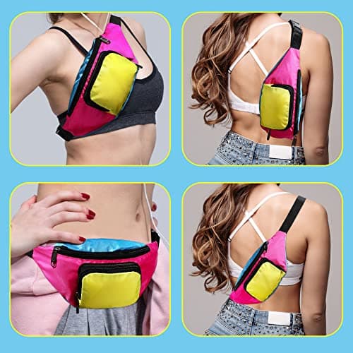 Neon Fanny Pack 4 Pack 80s Halloween Costume Accessories Waist Bag — view 4