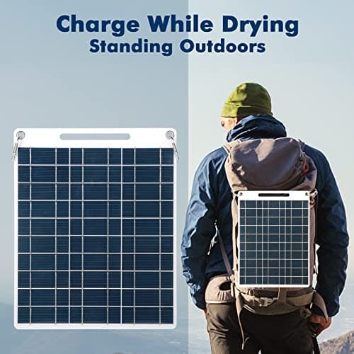 Jadeshay Solar Panel,30W 5V Solar Charger with 2 USB Ports Polycrystalline Silicon Waterproof Portable Power for Camping Climbing Hiking Travel Compatible with Smartphones and Other Electronic Devices — view 4