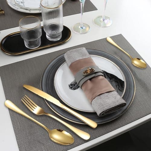LAWALEISHE 4 Pcs Cutlery Set with Portable Pouch Case, Stainless Steel Flatware Camping Utensil Set Knife, Fork, Spoon with Neoprene Bag for Outdoor Travel Picnic Office School Lunch Box — view 5