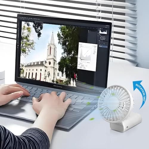CNMTCCO Hand Held Fan,Portable Handheld Fan Rechargeable,Mini Hand Fan with 5 Speeds,With LED Display Foldable Desk Fan Electric USB Small Hand Held Fans for Travel Outdoor Office Home Bedroom (White) — view 2