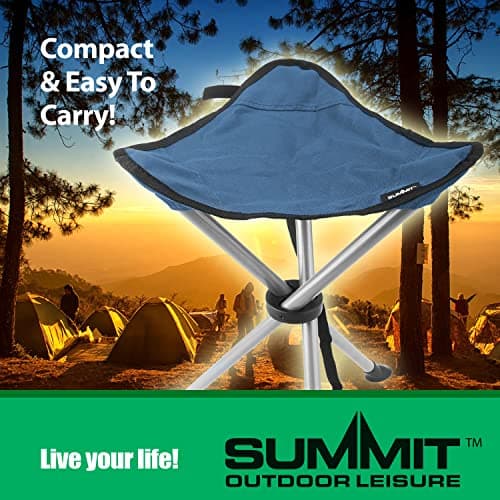 VFM e-Store - Indigo Blue Camping Stool - Small Folding Tripod Stool, Foldable Chair for Adults By Summit Outdoor Leisure - Lightweight, Compact Design Perfect for Hiking, Fishing, and Camping — view 3