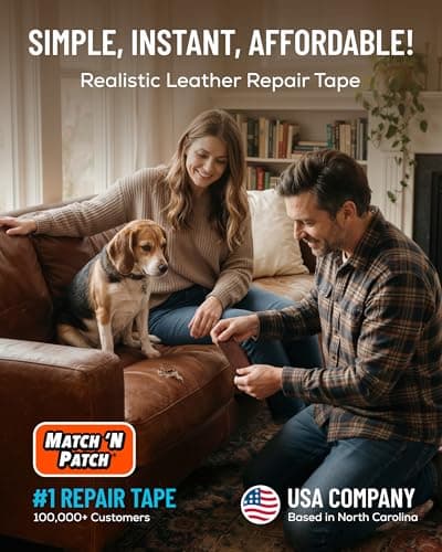 MATCH 'N PATCH Leather Repair Tape - Brown (4.5 m x 5.7 cm roll) Self Adhesive Leather Patch with Printed Leather Pattern for Sofas, Chairs & Vinyl - Fix Rips & Scratches, Crafts & DIY — view 2