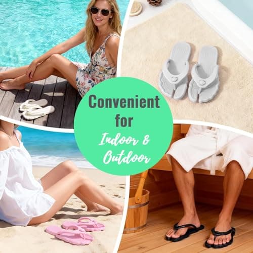 ZOORON Flip Flops for Women Men Shower Shoes Foldable Beach Sandals Travel Slippers for Women Lightweight Non-Slip Quick Drying, Black, (1 Pack-Black), 27.0~29.0 cm — view 3