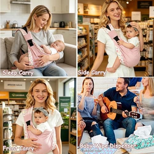 Baby Carrier for Hands-Fre, Ergonomic Sling, 3 Carry Positions, Lightweight — view 3