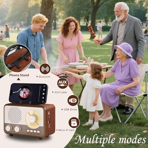 Radio AM FM SW,Portable Retro Bluetooth Speaker Small Vintage Solar Radio — view 4