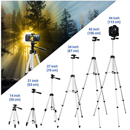 Phone Tripod,LINKCOOL 42" Aluminum Lightweight Portable Camera Tripod for iPhone/Samsung/Smartphone/Action Camera/DSLR Camera with Phone Holder & Wireless Bluetooth Control Remote (Silver) — view 4