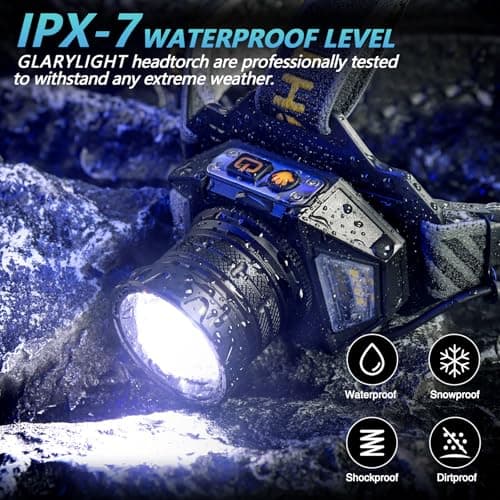 Led head torch rechargeable, 100000 LM Super Bright headtorch with 12 Modes & 30 Hrs+ Runtime & Motion & Zoomable & IPX7 Waterproof, Adjustable Red & Warm Light Headlight for Running, Camping, Fishing — view 6